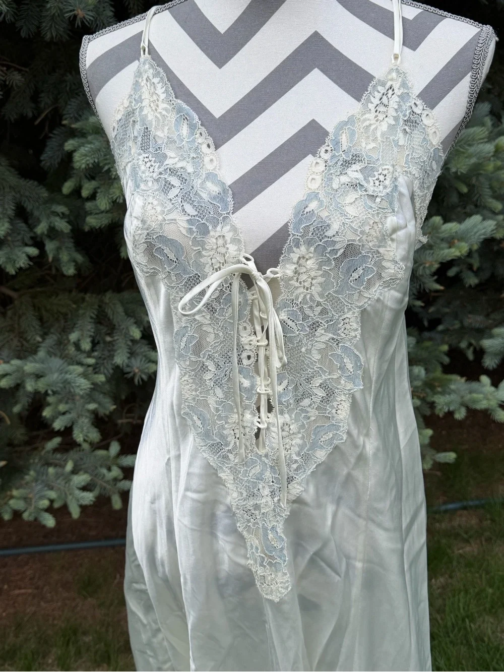 Vintage Victoria’s Secret bridal cream satin and lace maxi nightgown